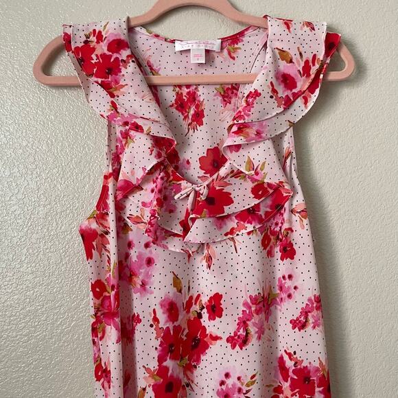 Oscar De La Renta Dress Womens Small Red Pink Label Floral Maxi Nightgown Slip - Picture 4 of 11